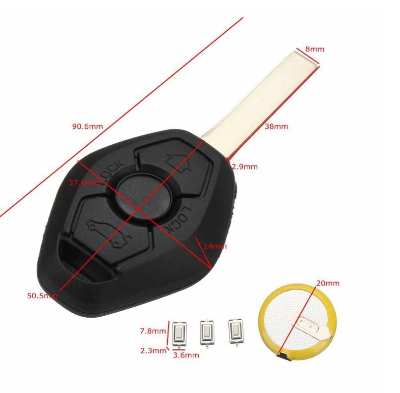 BMW 3 BUTTON Remote Key Fob Case Full Repair Kit + Battery For E46 3 5 7 Z3
