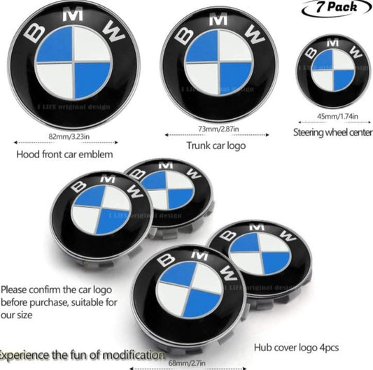 BMW Wheel Center Hub caps Rim hood trunk Covers Emblem Badge 1 3 5 7 X3 X5