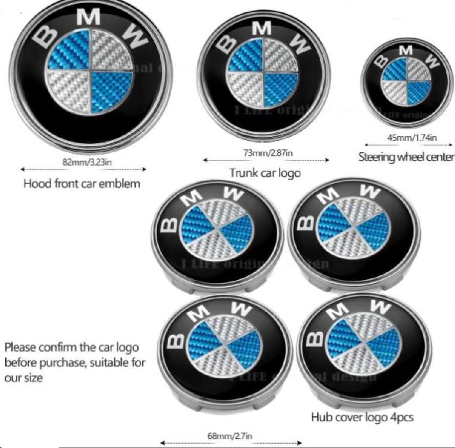 BMW Badge Wheel Center Hub caps Rim hood trunk carbon Emblem Badge 1 3 5 7 X3 X5