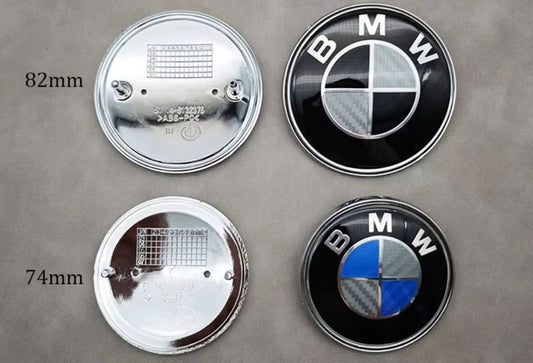 BMW Carbon Fiber hood Trunk Car Emblem Badge BONNET boot E46 E46 E39 E38 2pcs