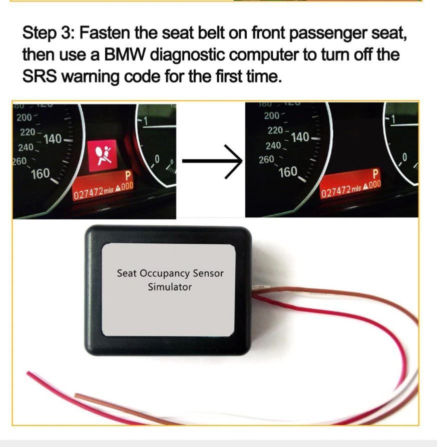 BMW Passenger Seat Occupancy Mat Bypass Airbag Sensor Emulator E60 E90 X6 X5