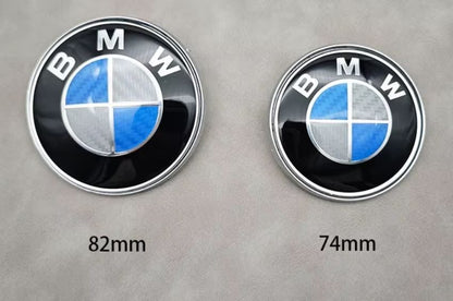 BMW Carbon Fiber hood Trunk Car Emblem Badge BONNET boot E46 E46 E39 E38 2pcs