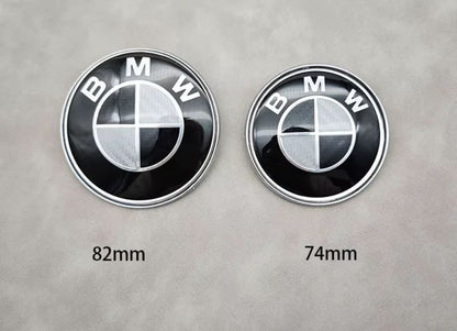 BMW Carbon Fiber hood Trunk Car Emblem Badge BONNET boot E46 E46 E39 E38 2pcs