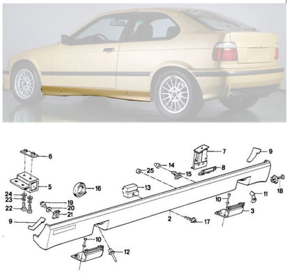 BMW Side Sill Skirt Clip Fasteners Bracket BMW E36 E46 E90 E91 White 80pcs